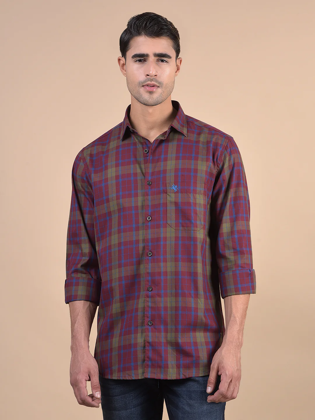 Casual Shirt for Men | Breathable & Soft with Color Fastness Regular Fit Spread Collar Neck Cotton Fabric Checkered Pattern - Image 3