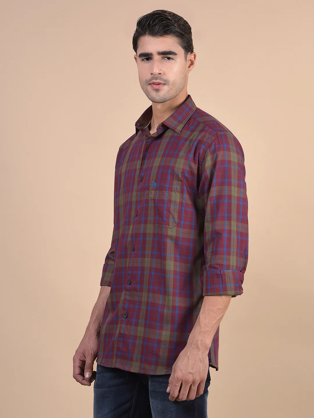 Casual Shirt for Men | Breathable & Soft with Color Fastness Regular Fit Spread Collar Neck Cotton Fabric Checkered Pattern - Image 5