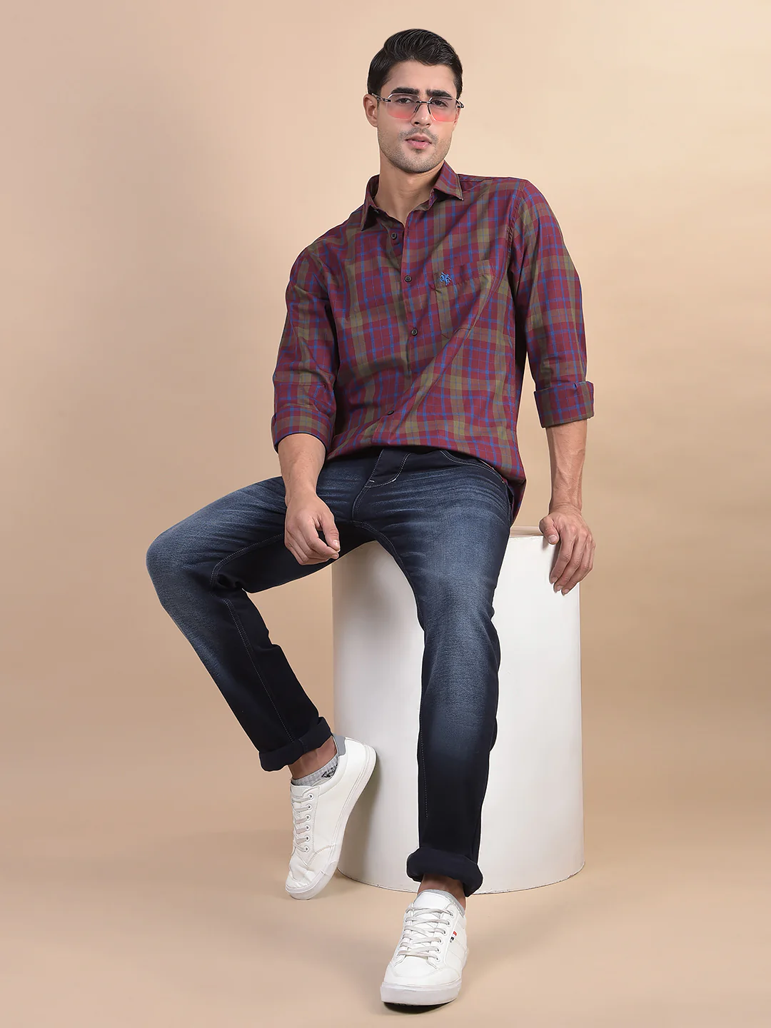 Casual Shirt for Men | Breathable & Soft with Color Fastness Regular Fit Spread Collar Neck Cotton Fabric Checkered Pattern - Image 8