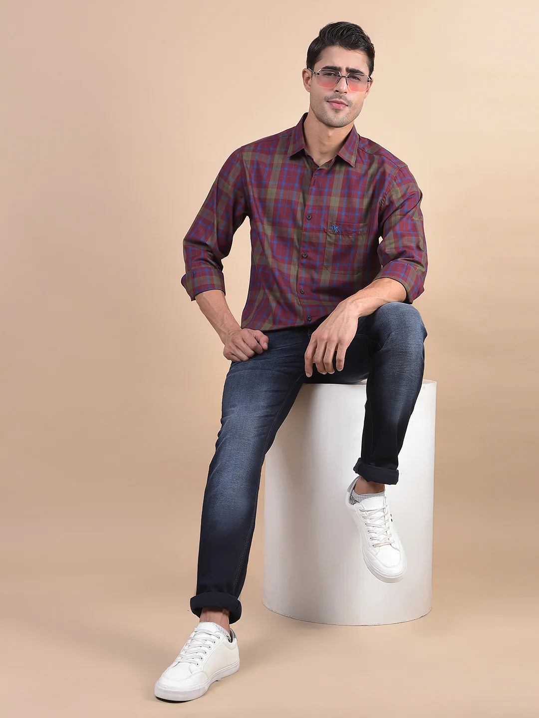 Casual Shirt for Men | Breathable & Soft with Color Fastness Regular Fit Spread Collar Neck Cotton Fabric Checkered Pattern - Image 9