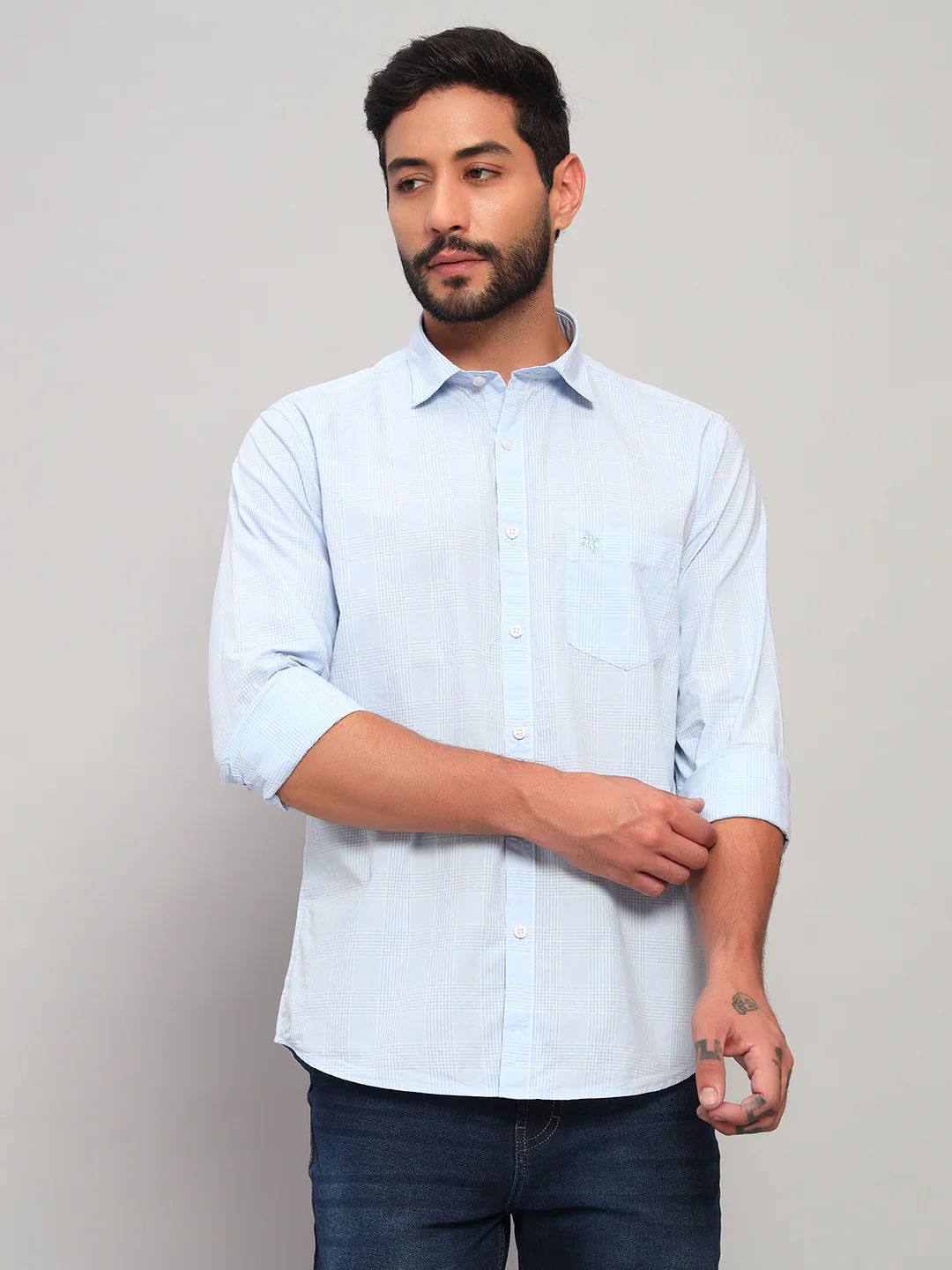 Casual Shirt for Men | Breathable & Soft with Color Fastness Regular Fit Spread Collar Neck Cotton Fabric Checkered Pattern - Image 4