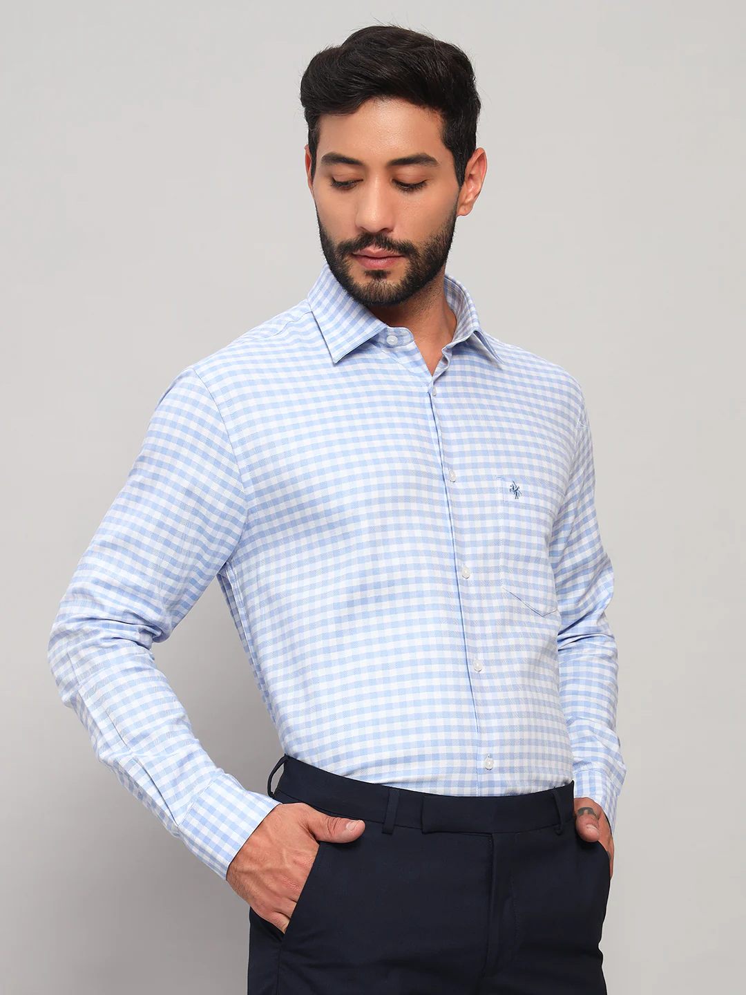 Formal Shirt for Men l Breathable & Soft with Color Fastness Regular Fit Spread Collar Neck Cotton Fabric Checkered Pattern - Image 6