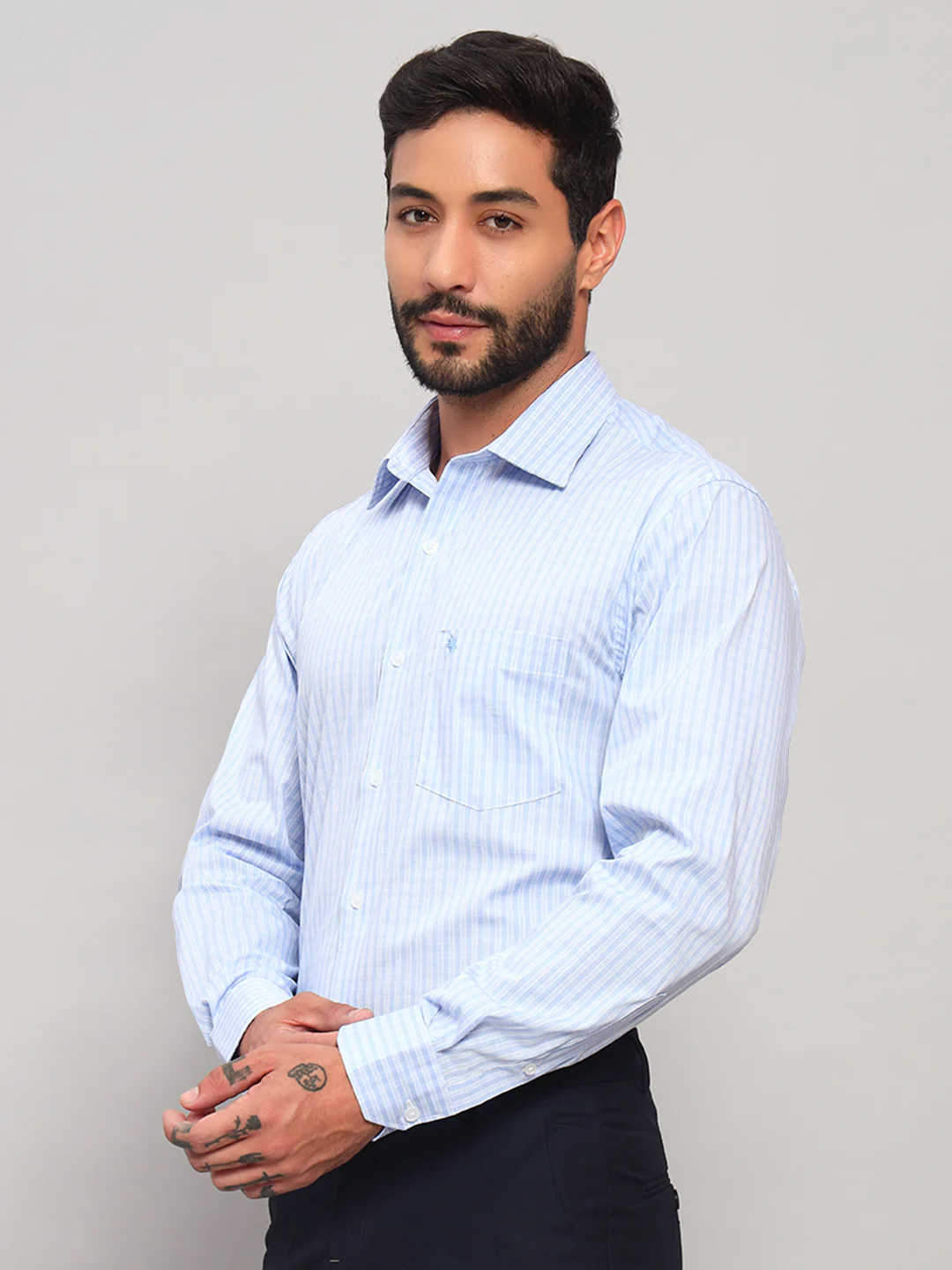 Formal Shirt for Men l Breathable & Soft with Color Fastness Regular Fit Spread Collar Neck Cotton Blend Fabric Checkered Pattern - Image 4