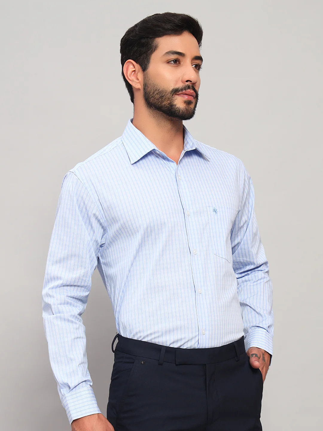 Formal Shirt for Men l Breathable & Soft with Color Fastness Regular Fit Spread Collar Neck Cotton Blend Fabric Checkered Pattern - Image 5
