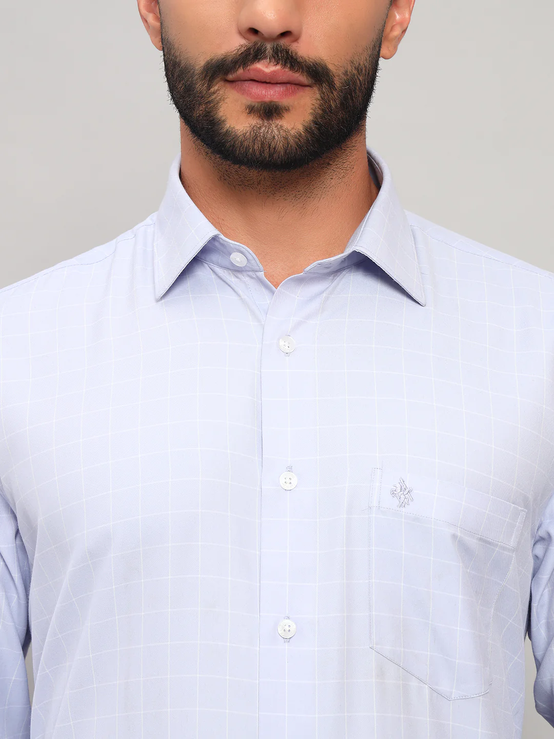 Formal Shirt for Men l Breathable & Soft with Color Fastness Regular Fit Spread Collar Neck Cotton Blend Fabric Checkered Pattern - Image 6
