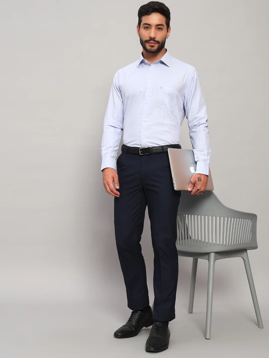 Formal Shirt for Men l Breathable & Soft with Color Fastness Regular Fit Spread Collar Neck Cotton Blend Fabric Checkered Pattern - Image 7