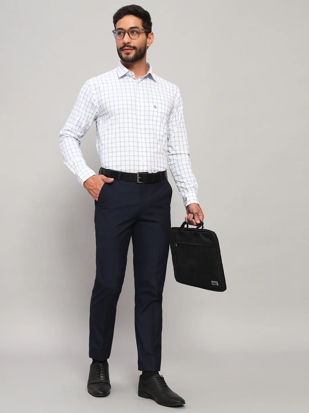 Formal Shirt for Men l Breathable & Soft with Color Fastness Regular Fit Spread Collar Neck Poly Cotton Fabric Checkered Pattern - Image 2