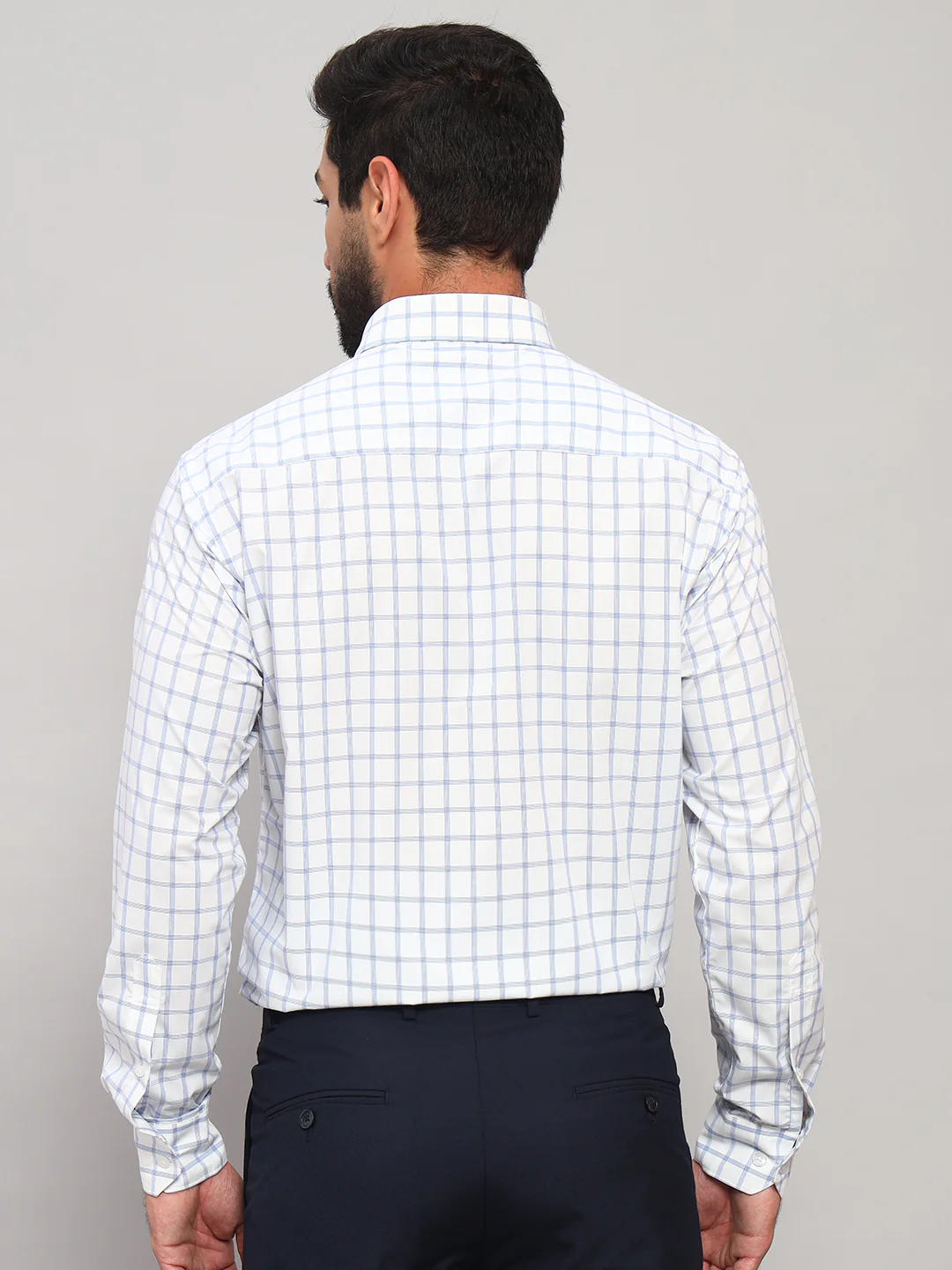 Formal Shirt for Men l Breathable & Soft with Color Fastness Regular Fit Spread Collar Neck Poly Cotton Fabric Checkered Pattern - Image 3