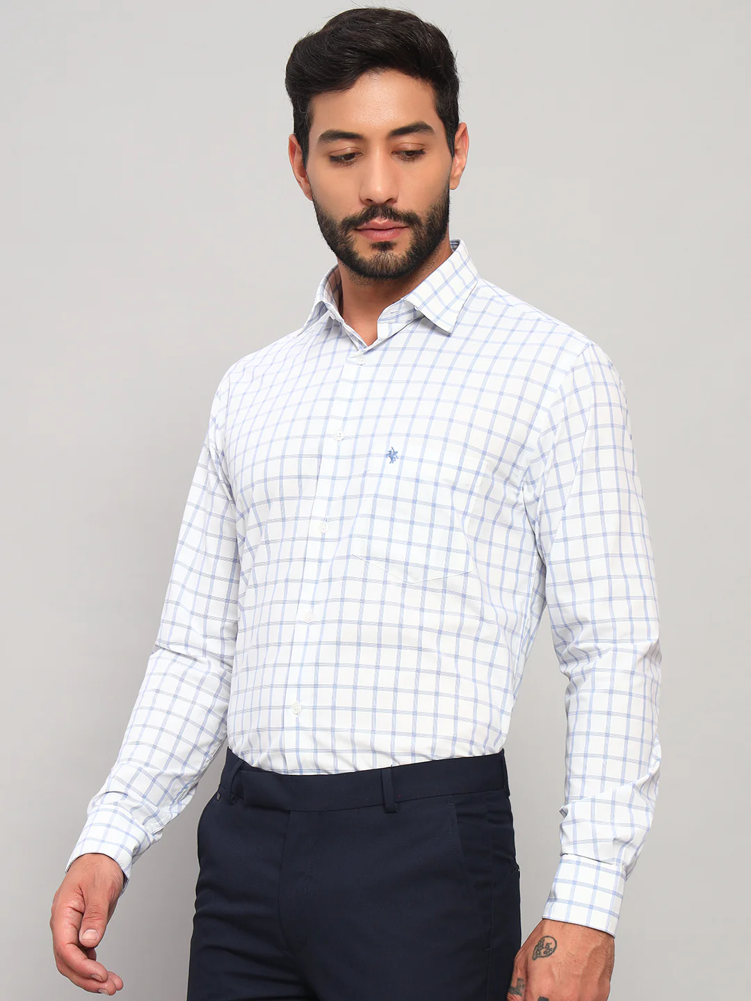 Formal Shirt for Men l Breathable & Soft with Color Fastness Regular Fit Spread Collar Neck Poly Cotton Fabric Checkered Pattern - Image 8
