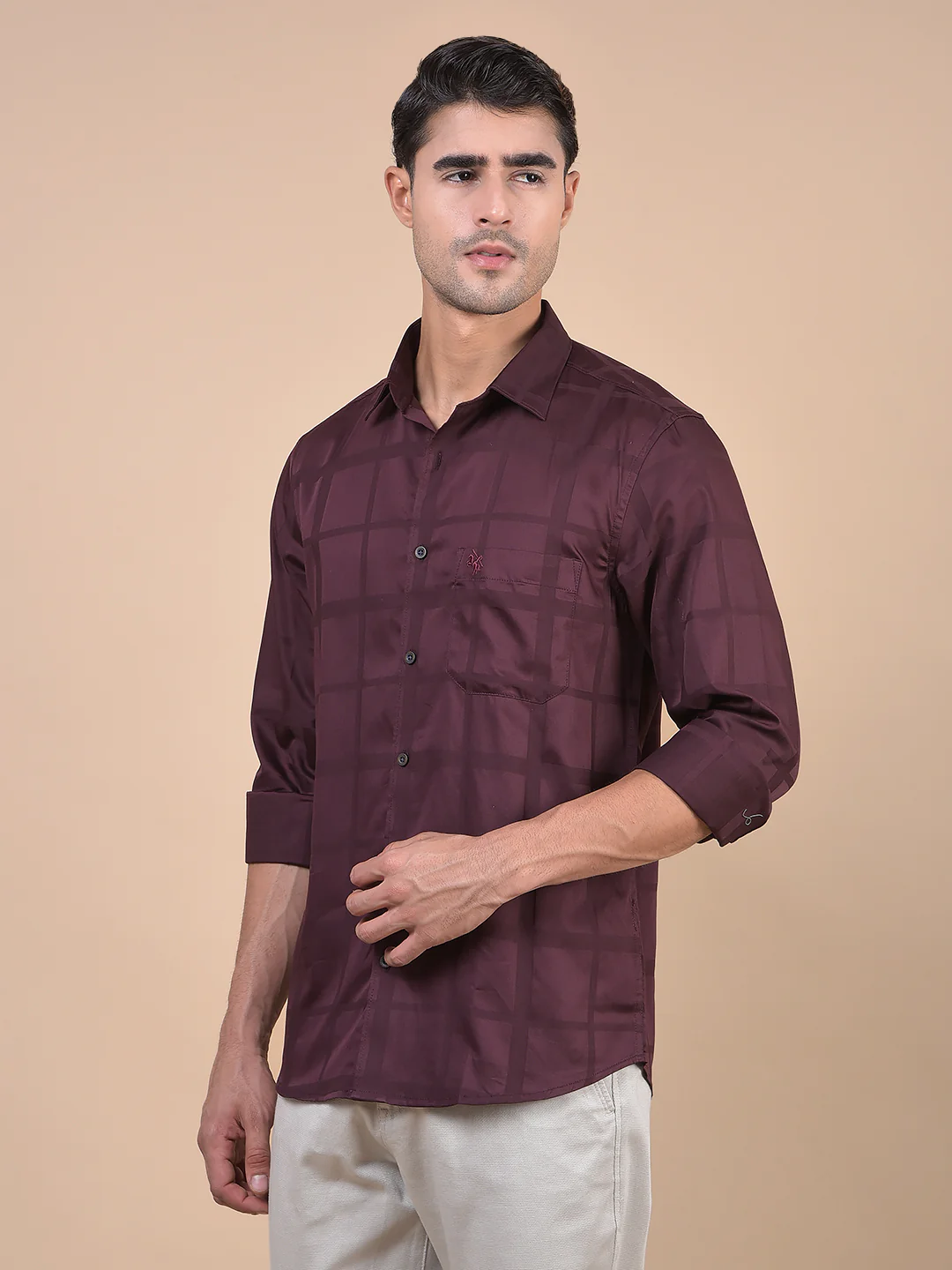 Casual Shirt for Men | Breathable & Soft with Color Fastness Regular Fit Spread Collar Neck Cotton Fabric Checkered Pattern - Image 4