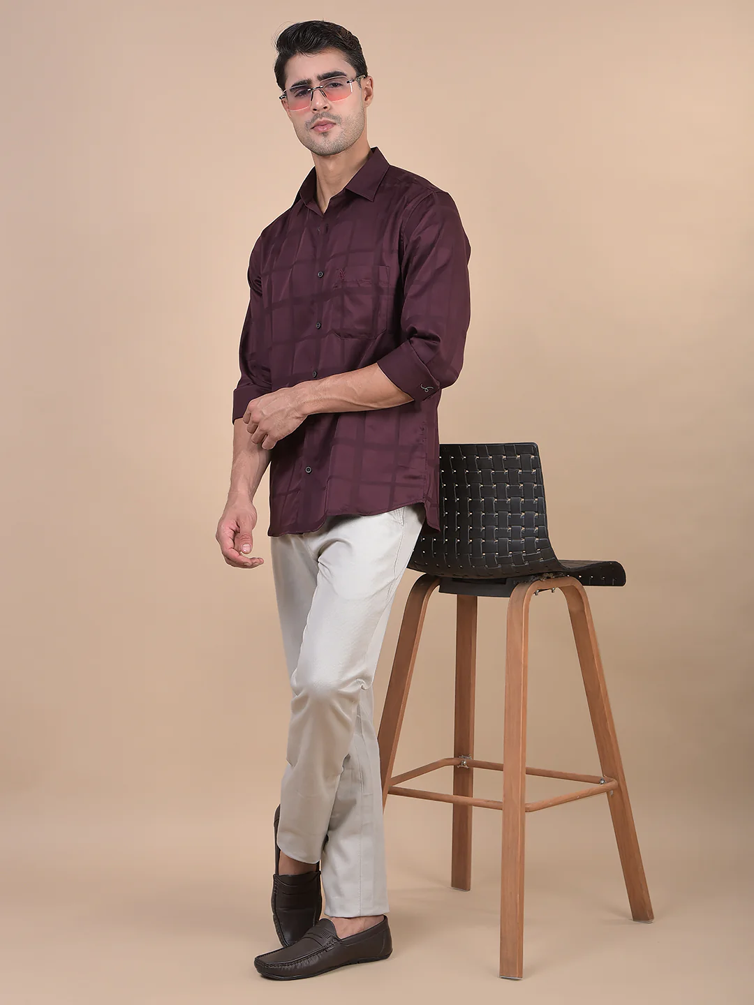 Casual Shirt for Men | Breathable & Soft with Color Fastness Regular Fit Spread Collar Neck Cotton Fabric Checkered Pattern - Image 8