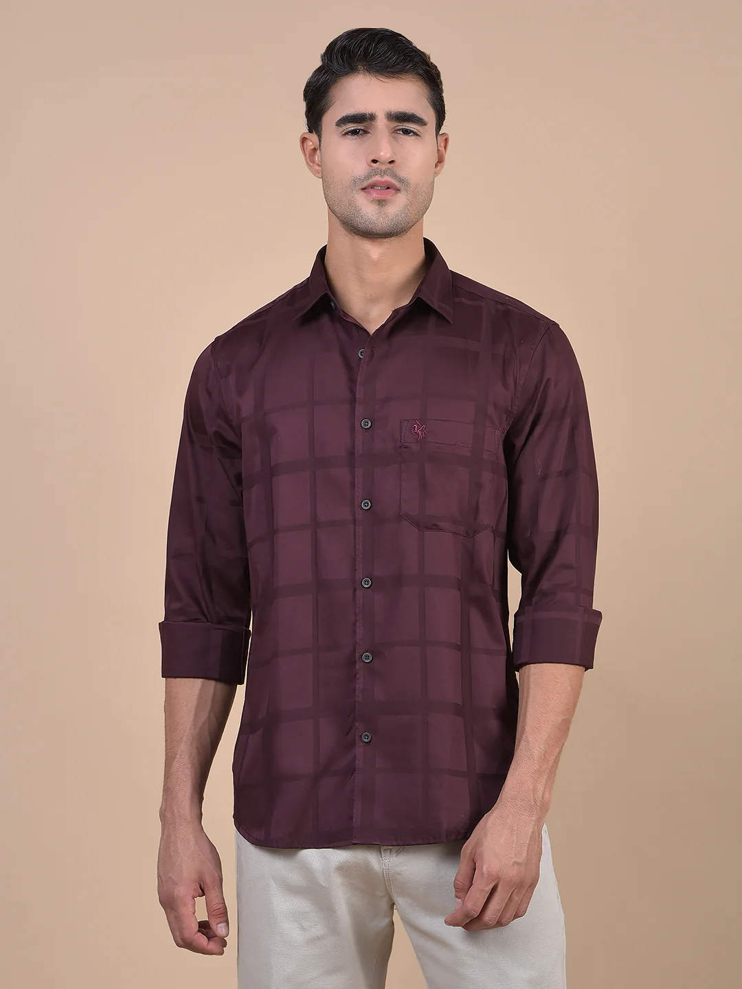 Casual Shirt for Men | Breathable & Soft with Color Fastness Regular Fit Spread Collar Neck Cotton Fabric Checkered Pattern - Image 9
