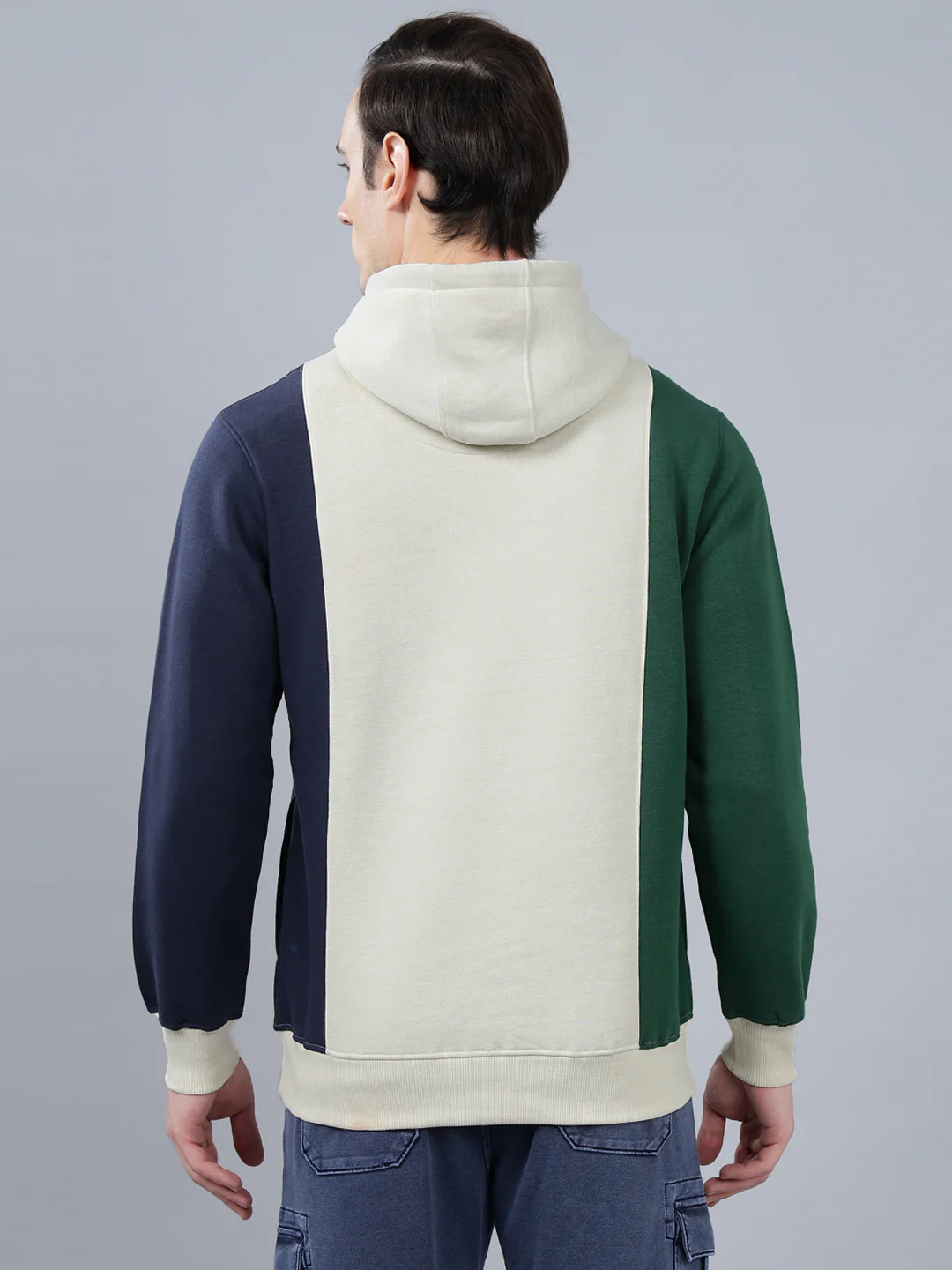 Men's Color Block Beige Hoody Neck Sweatshirt - Image 2