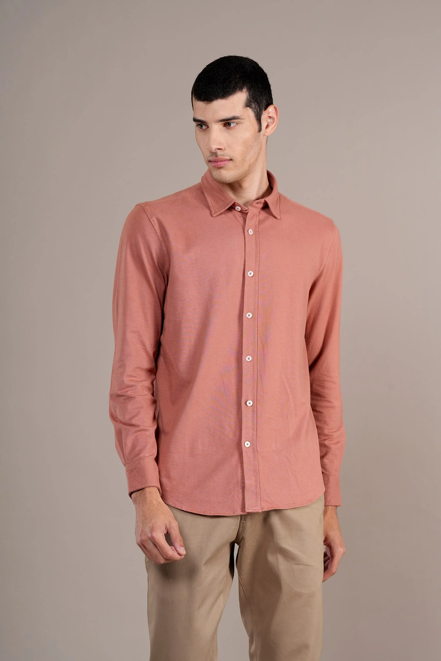 Casual Shirt for Men | Breathable & Soft with Color Fastness Regular Fit Spread Collar Neck Cotton Fabric Self Design Pattern - Image 3