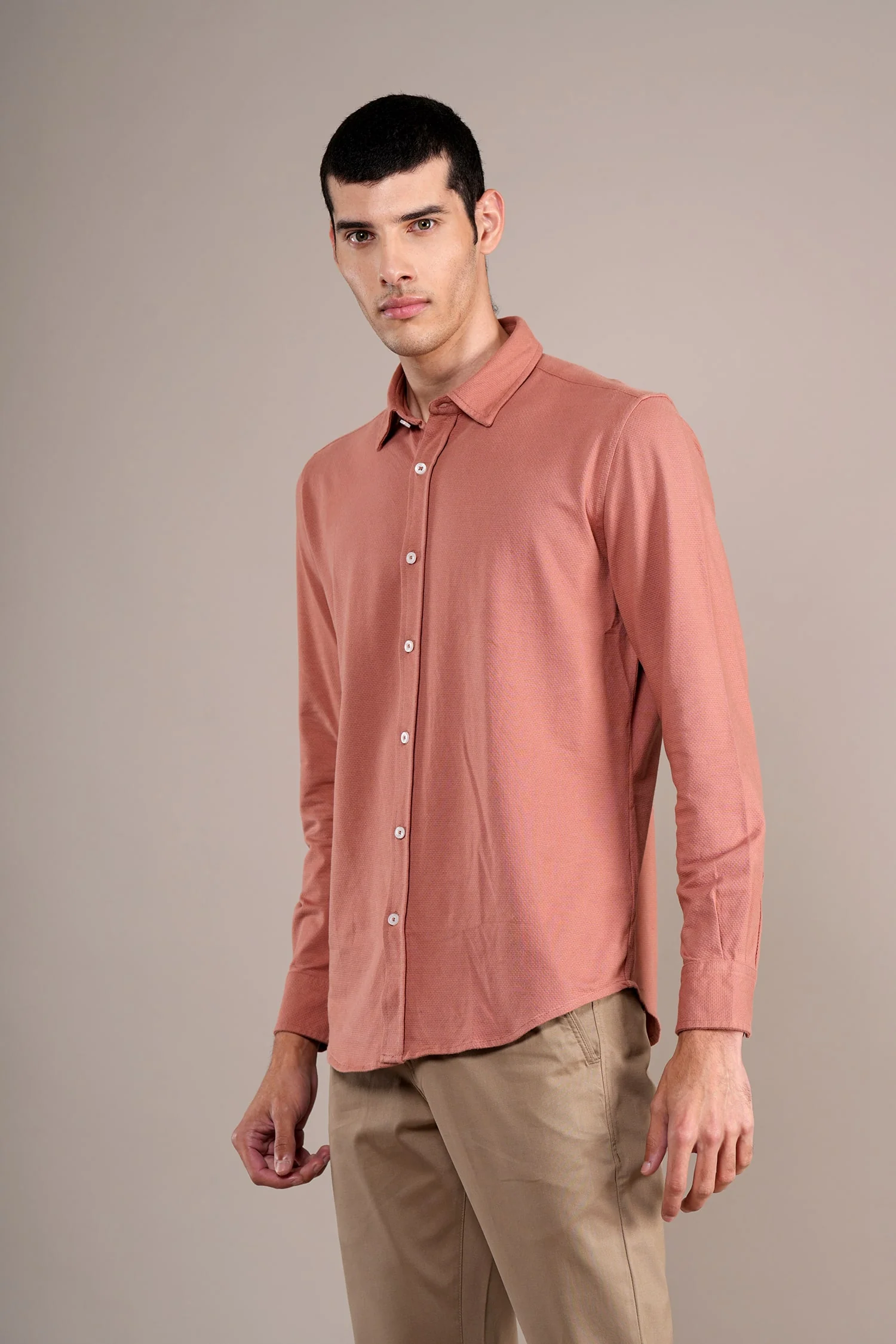 Casual Shirt for Men | Breathable & Soft with Color Fastness Regular Fit Spread Collar Neck Cotton Fabric Self Design Pattern - Image 4