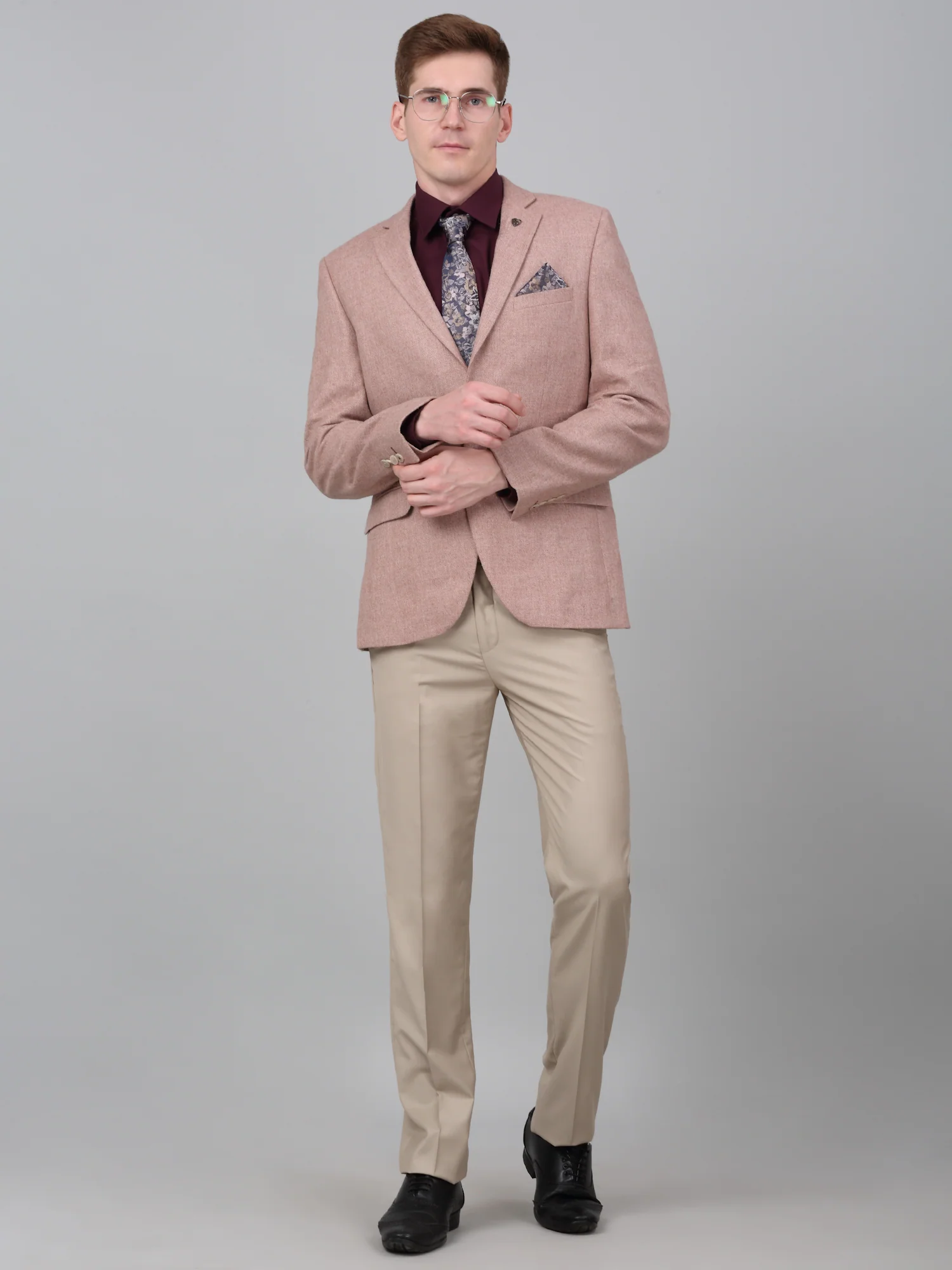 Blazer for Men | Premium Formal Blazer Slim Fit Notched Collar Wool Blend Fabric Self Design Pattern - Image 2