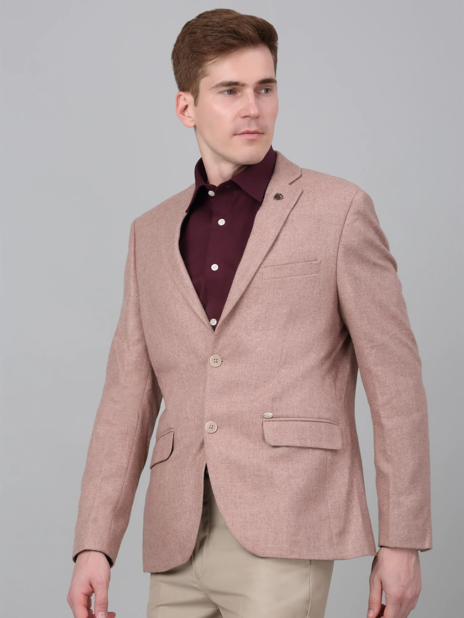 Blazer for Men | Premium Formal Blazer Slim Fit Notched Collar Wool Blend Fabric Self Design Pattern - Image 4