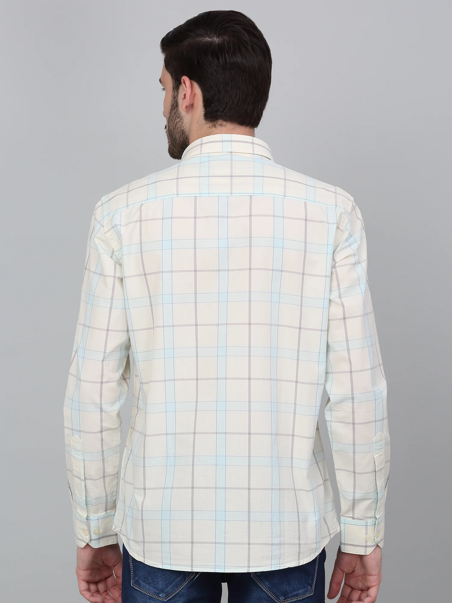 Casual Shirt for Men | Breathable & Soft with Color Fastness Regular Fit Spread Collar Neck Cotton Fabric Checkered Pattern - Image 2