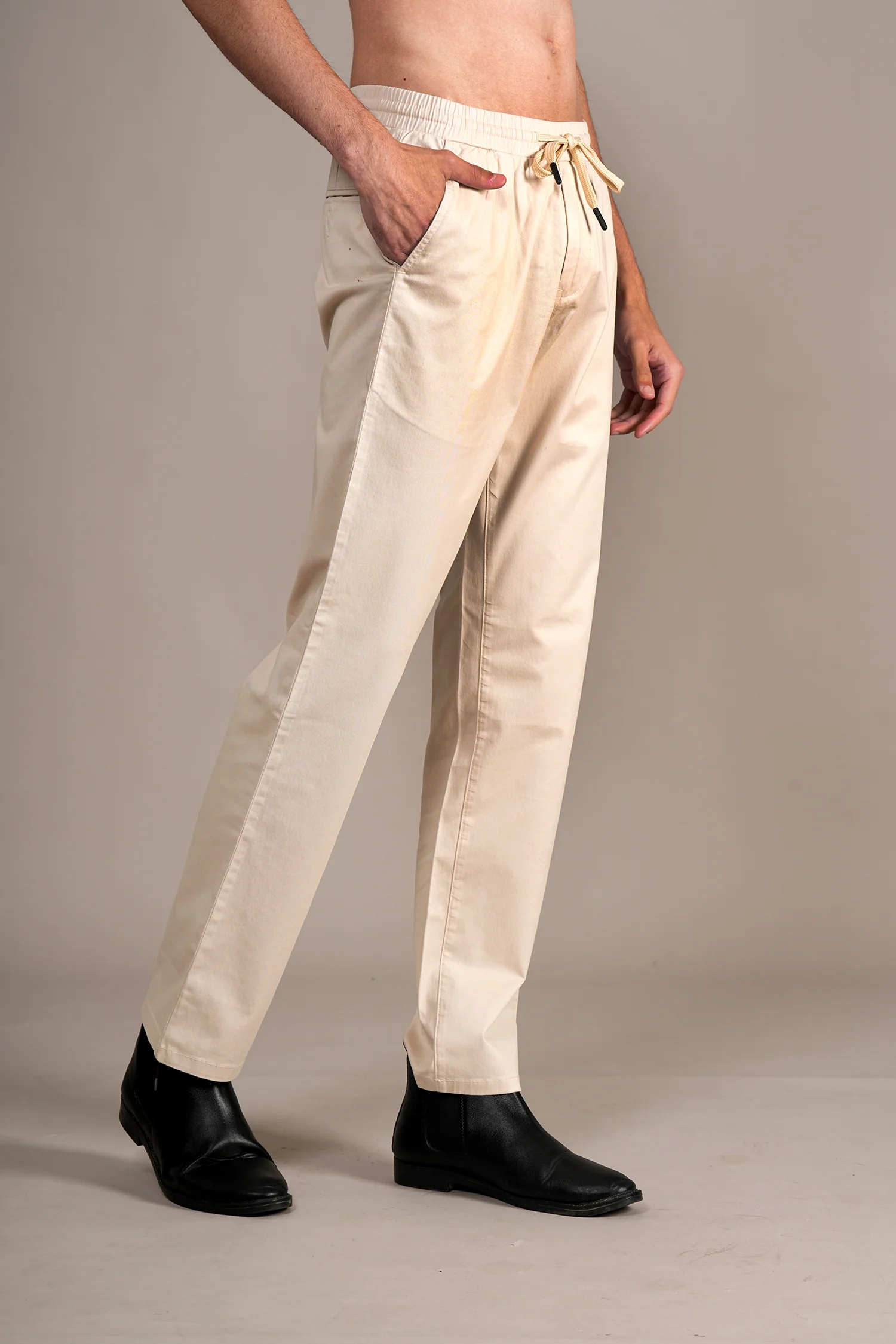 Casual Trouser for Men | Breathable & Soft with Color Fastness Regular Fit Cotton Blend Fabric Solid Pattern Drawstring Closure - Image 4