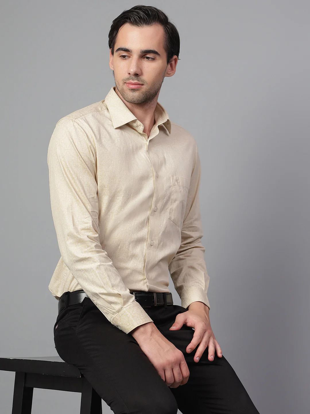 Formal Shirt for Men l Breathable & Soft with Color Fastness Regular Fit Spread Collar Neck Cotton Fabric Printed Pattern - Image 3