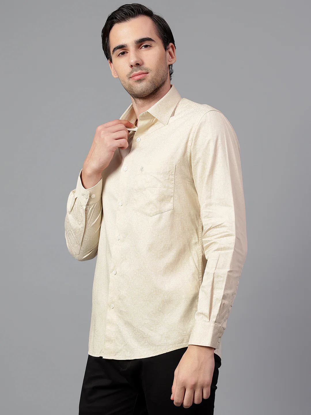 Formal Shirt for Men l Breathable & Soft with Color Fastness Regular Fit Spread Collar Neck Cotton Fabric Printed Pattern - Image 4