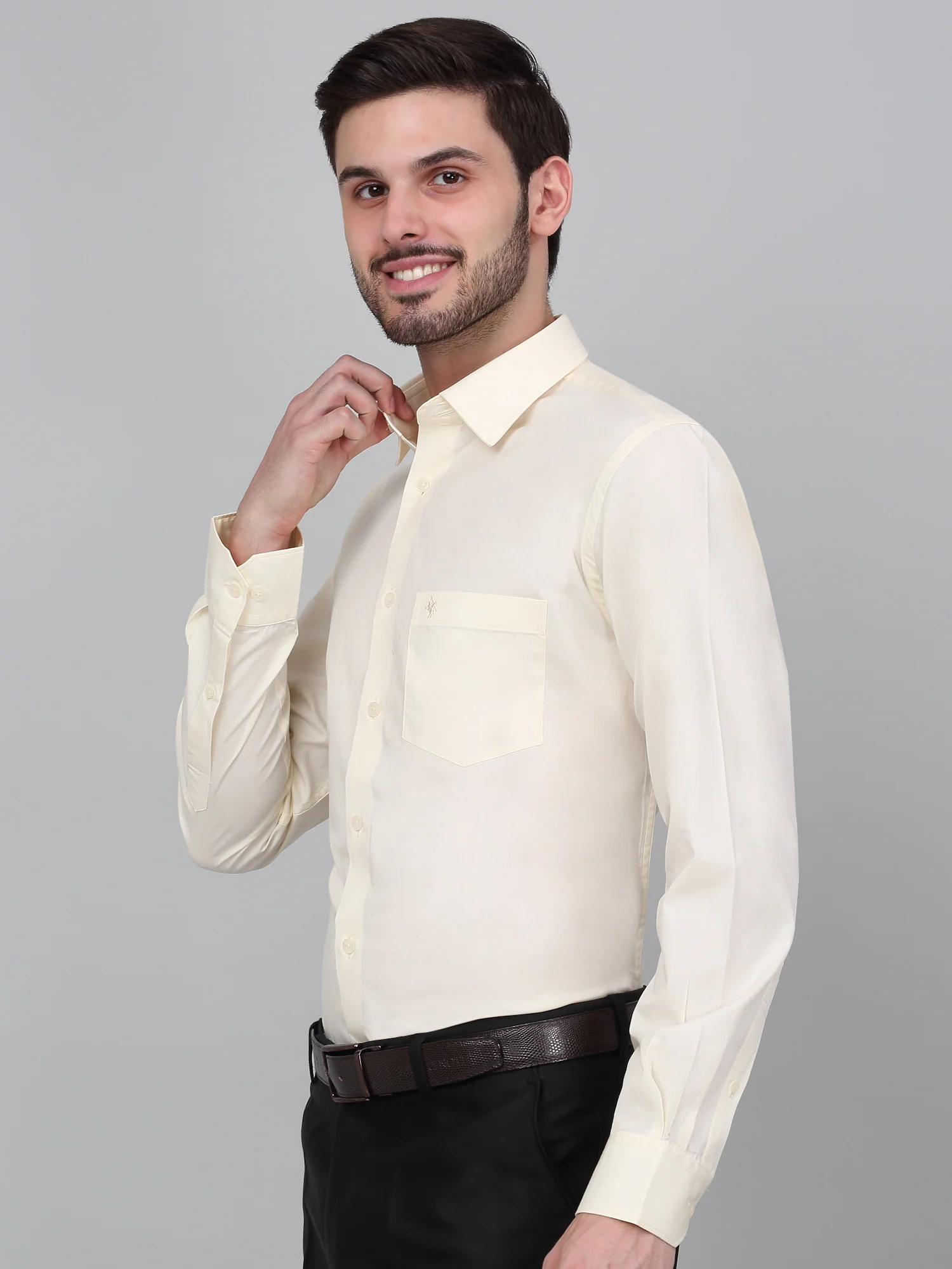 Formal Shirt for Men l Breathable & Soft with Color Fastness Regular Fit Spread Collar Neck Cotton Blend Fabric Solid Pattern - Image 4