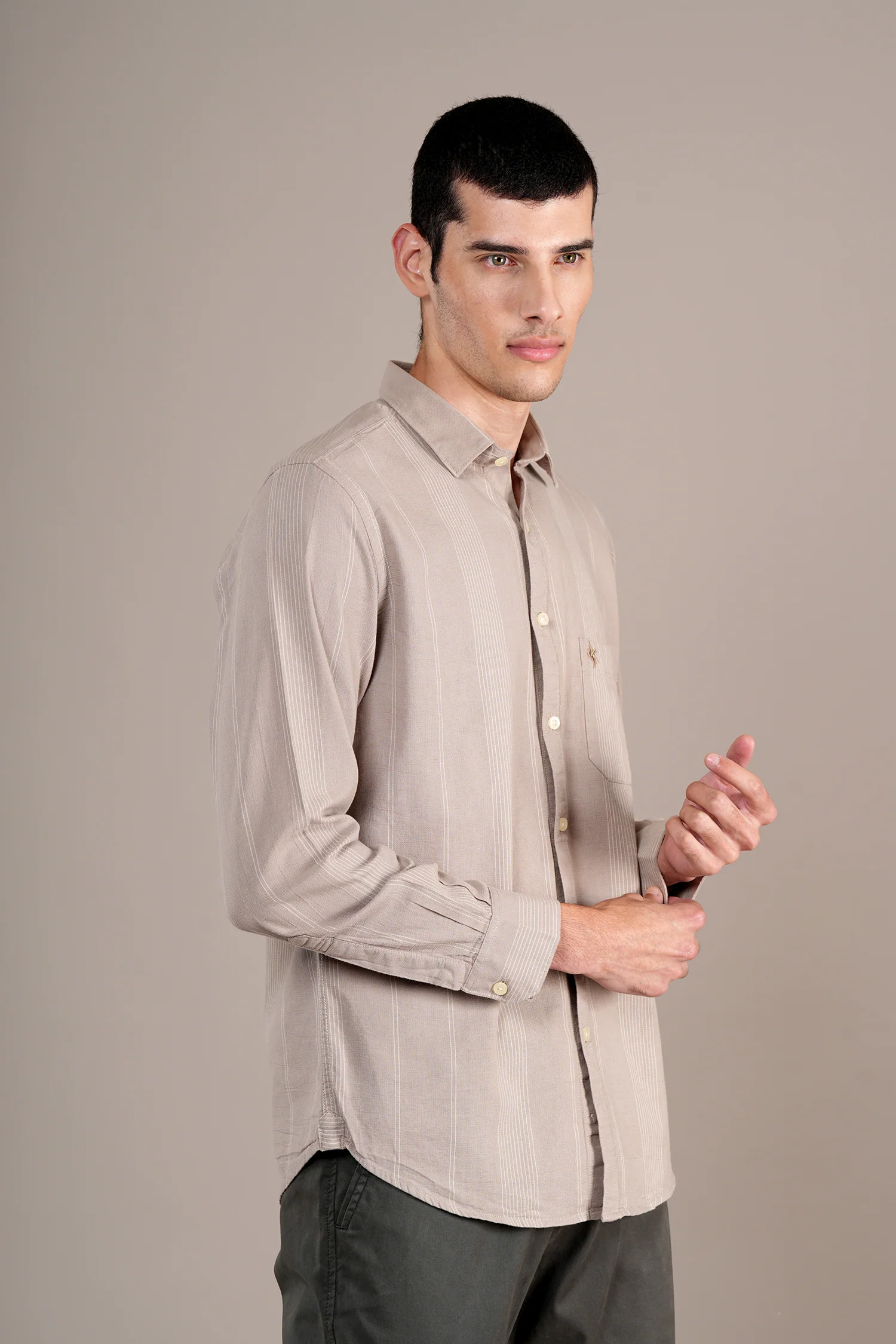 Casual Shirt for Men | Breathable & Soft with Color Fastness Regular Fit Spread Collar Neck Cotton Fabric Striped Pattern - Image 4