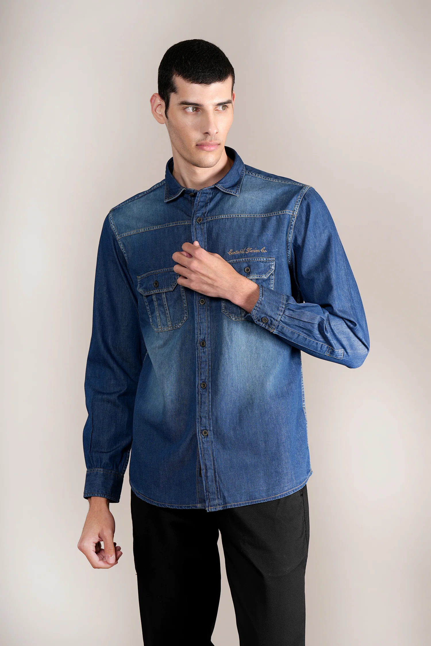 Casual Shirt for Men | Breathable & Soft with Color Fastness Regular Fit Spread Collar Neck Cotton Fabric Solid Pattern - Image 3