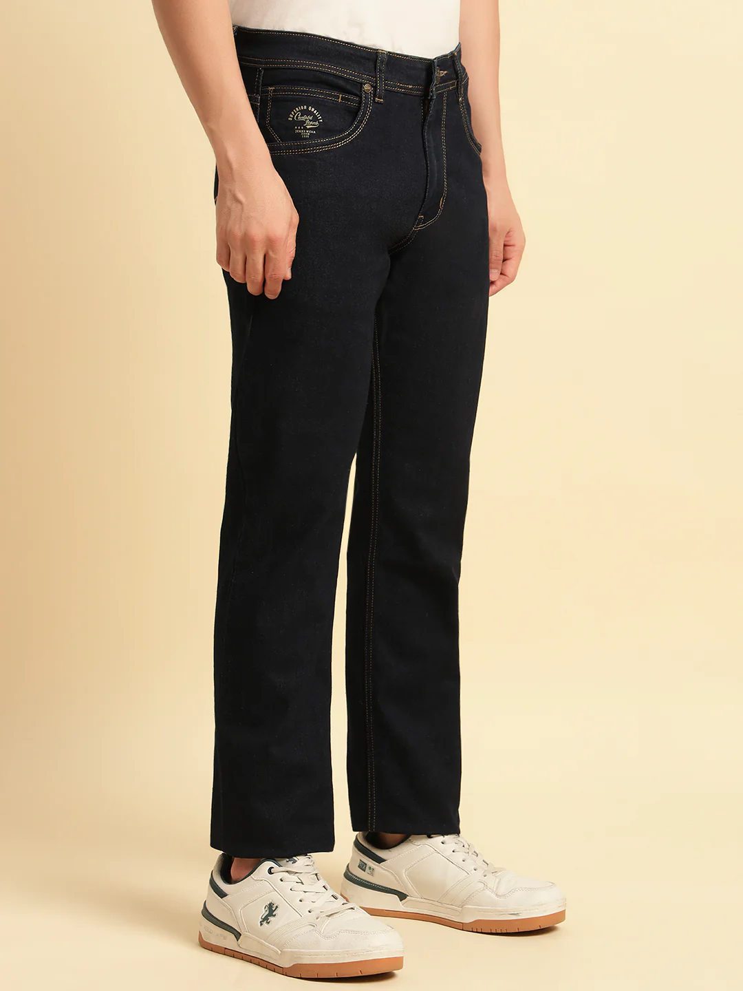 Denim Jeans for Men | Breathable & Soft with Color Fastness Straight Fit Cotton Fabric Solid Pattern Button Closure - Image 4