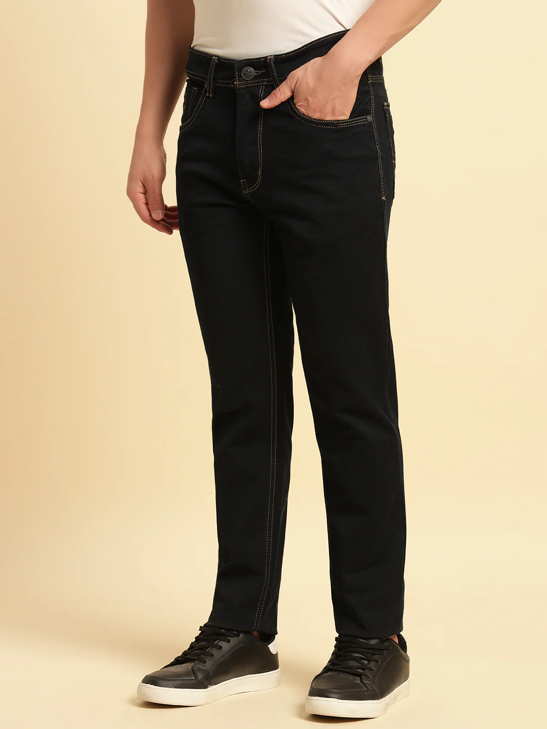 Denim Jeans for Men | Breathable & Soft with Color Fastness Slim Fit Cotton Fabric Solid Pattern Button Closure - Image 5