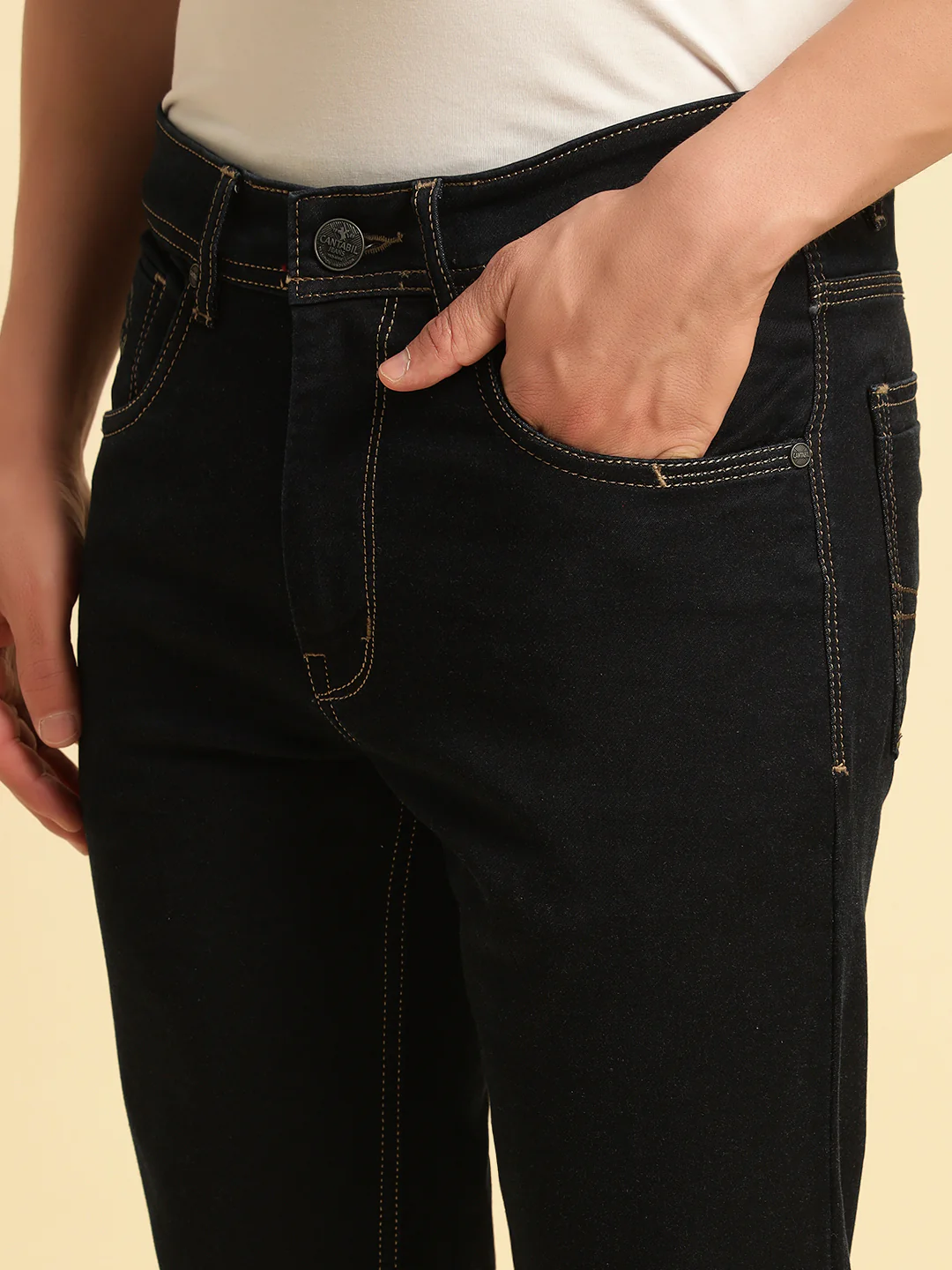 Denim Jeans for Men | Breathable & Soft with Color Fastness Slim Fit Cotton Fabric Solid Pattern Button Closure - Image 6
