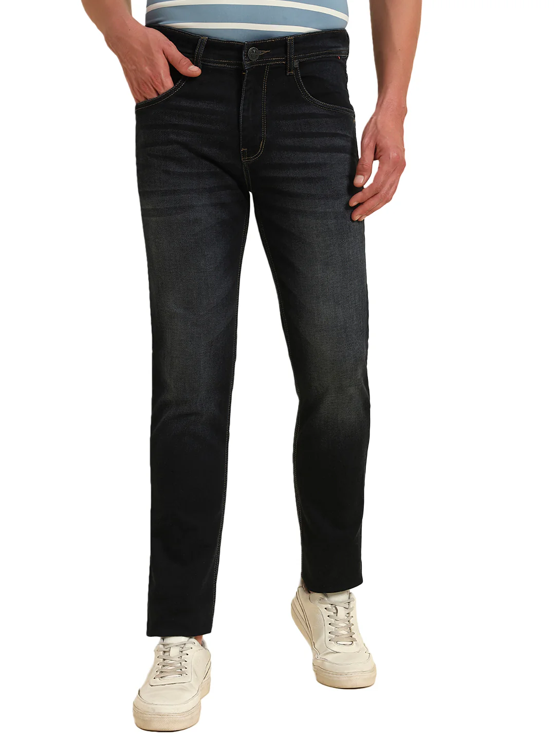 Denim Jeans for Men l Breathable & Soft with Color Fastness Slim Fit Cotton Fabric Solid Pattern Button Closure - Image 5
