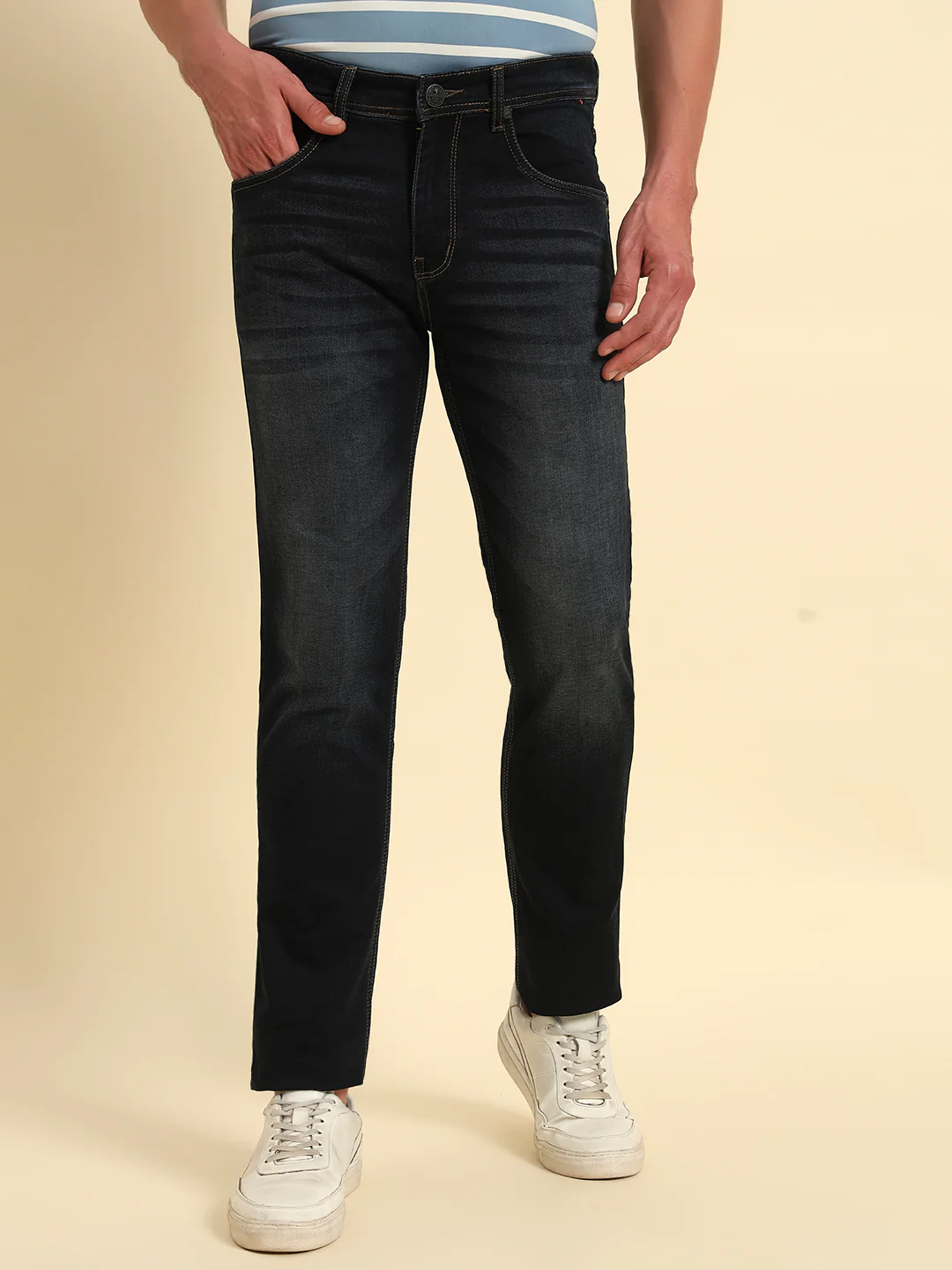 Denim Jeans for Men l Breathable & Soft with Color Fastness Slim Fit Cotton Fabric Solid Pattern Button Closure - Image 6