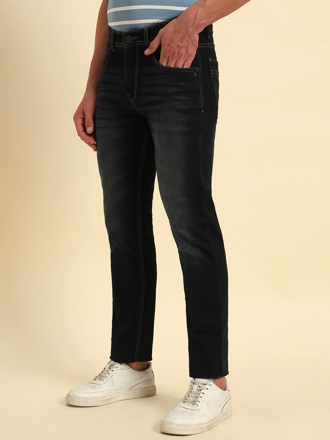 Denim Jeans for Men l Breathable & Soft with Color Fastness Slim Fit Cotton Fabric Solid Pattern Button Closure - Image 7