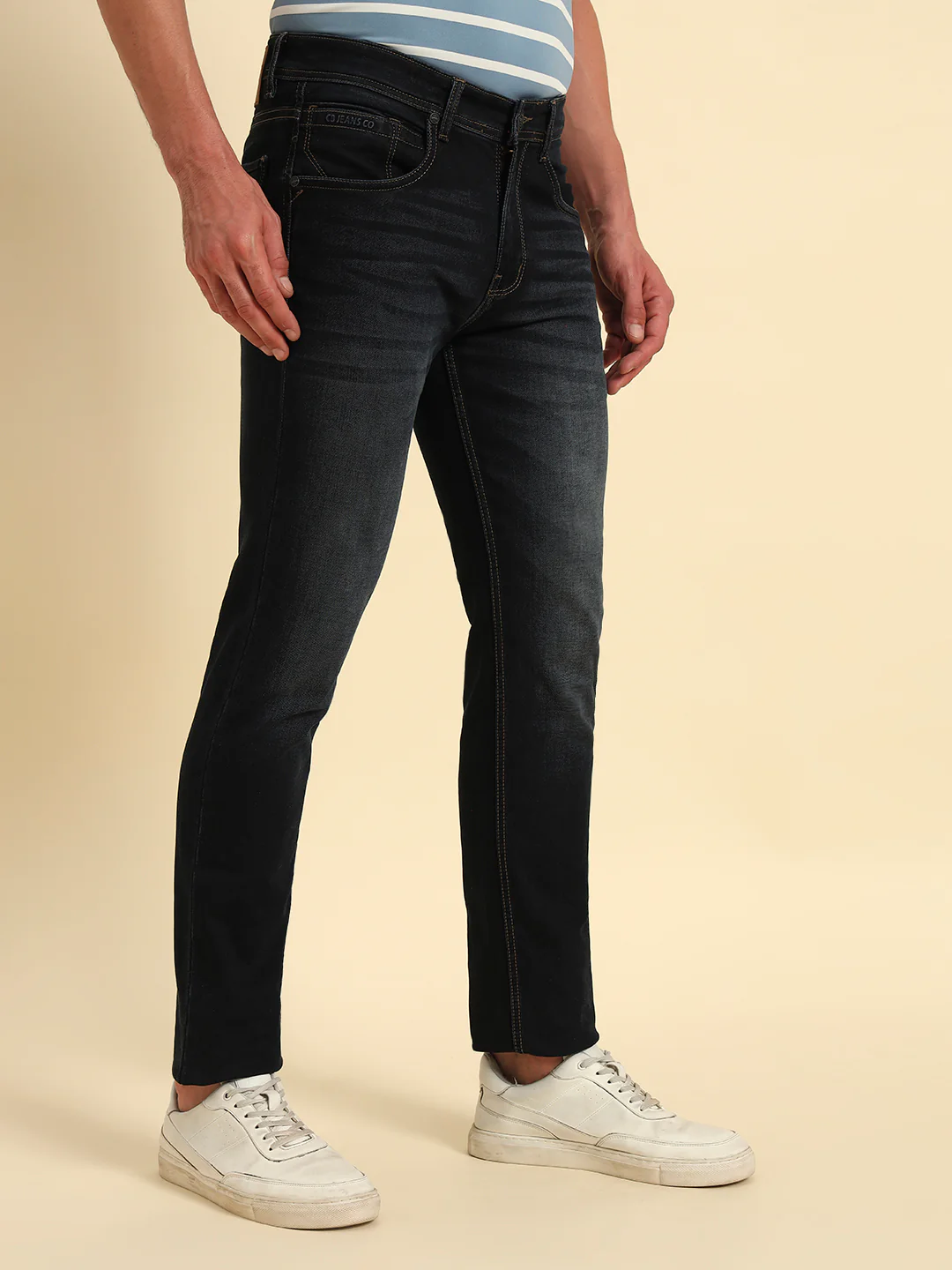 Denim Jeans for Men l Breathable & Soft with Color Fastness Slim Fit Cotton Fabric Solid Pattern Button Closure - Image 8