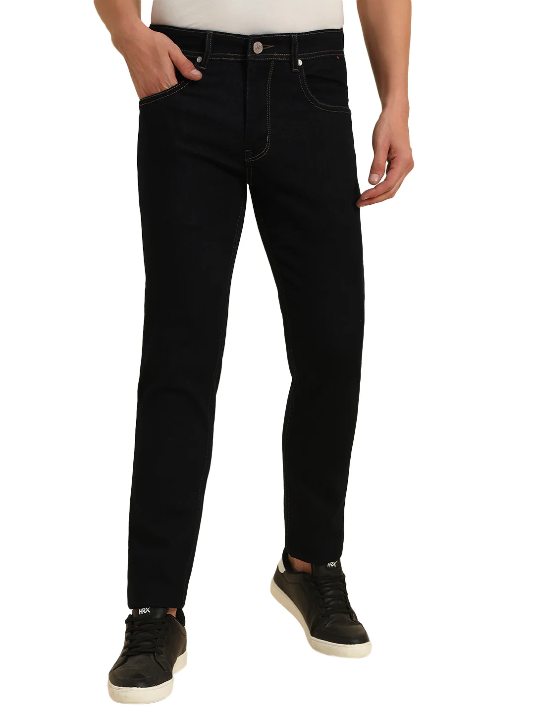 Denim Jeans for Men l Breathable & Soft with Color Fastness Slim Fit Cotton Fabric Solid Pattern Button Closure - Image 3