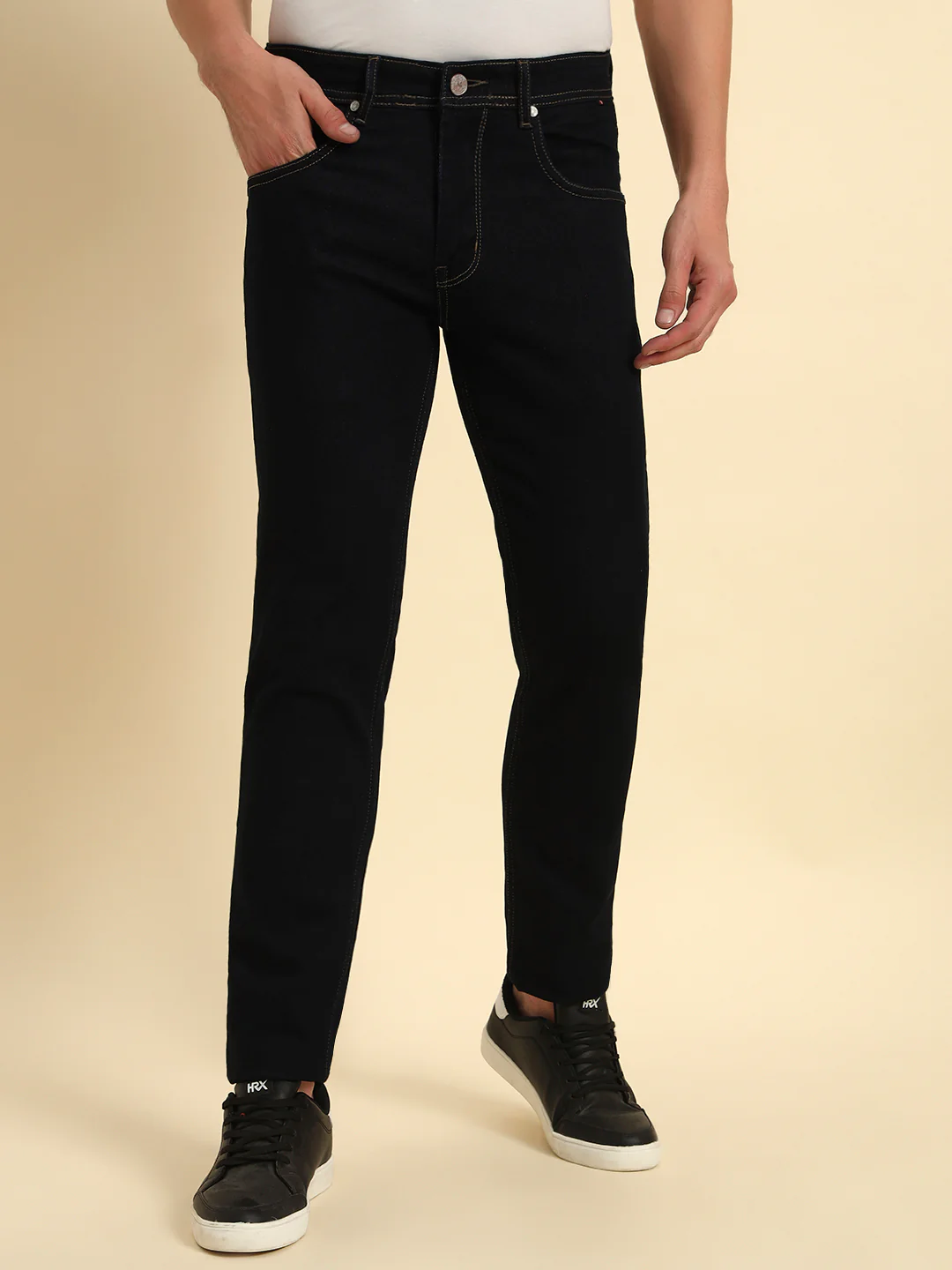 Denim Jeans for Men l Breathable & Soft with Color Fastness Slim Fit Cotton Fabric Solid Pattern Button Closure - Image 4