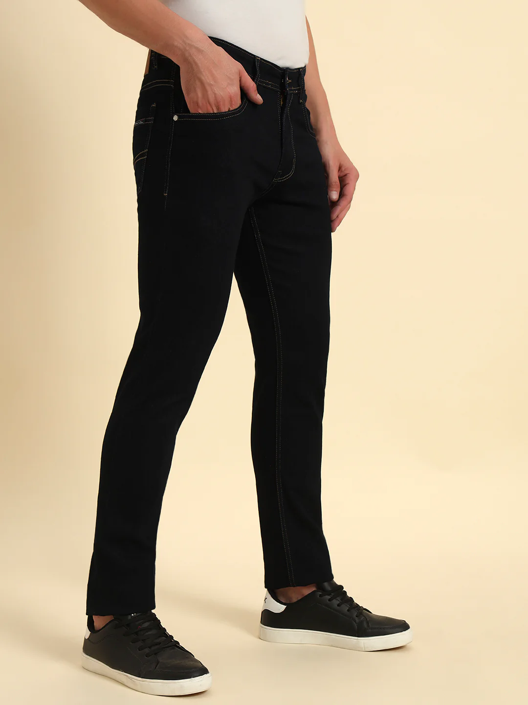 Denim Jeans for Men l Breathable & Soft with Color Fastness Slim Fit Cotton Fabric Solid Pattern Button Closure - Image 6