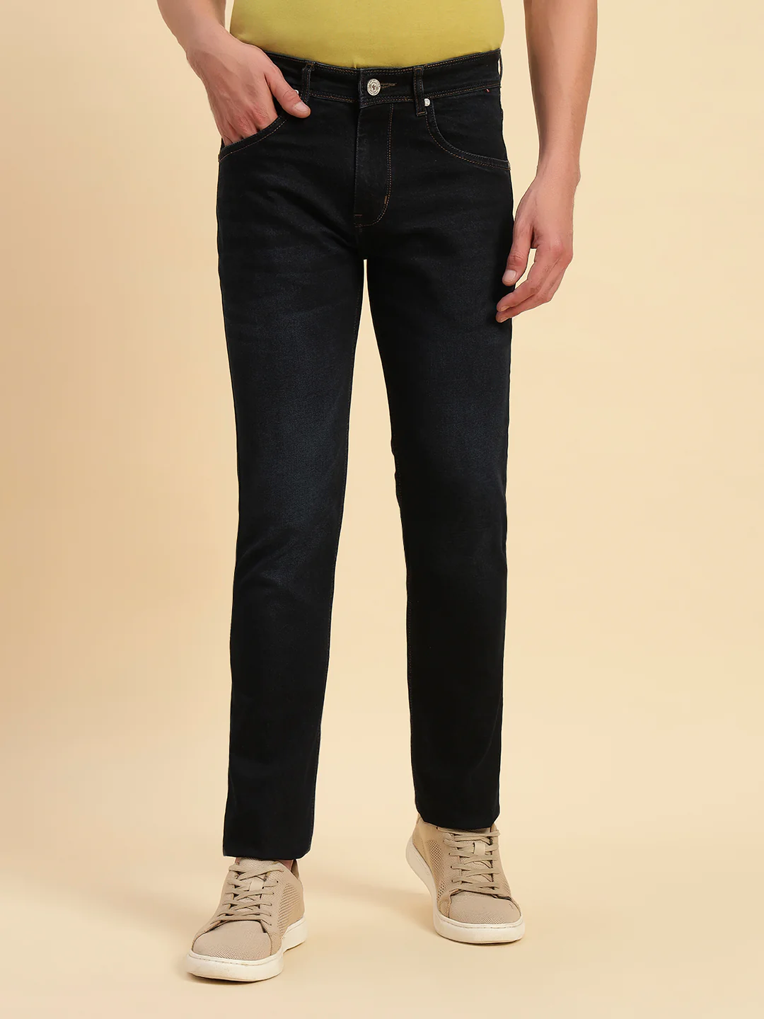 Denim Jeans for Men l Breathable & Soft with Color Fastness Slim Fit Cotton Fabric Solid Pattern Button Closure - Image 5