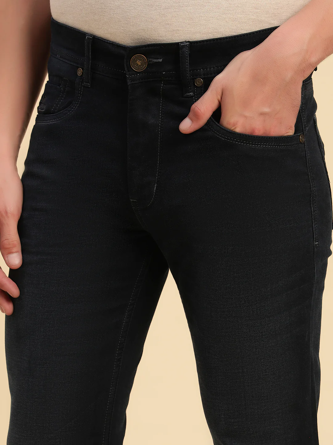 Denim Jeans for Men l Breathable & Soft with Color Fastness Slim Fit Cotton Fabric Solid Pattern Button Closure - Image 8