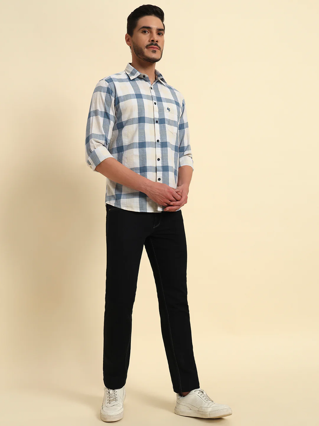 Denim Jeans for Men l Breathable & Soft with Color Fastness Slim Fit Cotton Fabric Solid Pattern Button Closure - Image 2