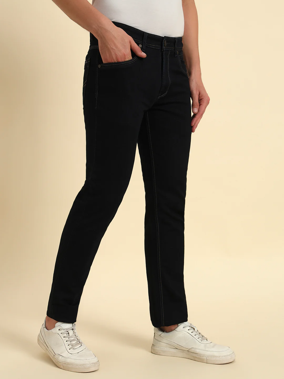 Denim Jeans for Men l Breathable & Soft with Color Fastness Slim Fit Cotton Fabric Solid Pattern Button Closure - Image 7