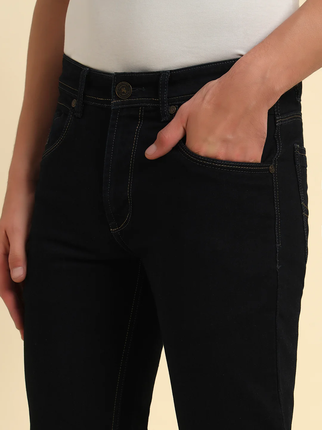 Denim Jeans for Men l Breathable & Soft with Color Fastness Slim Fit Cotton Fabric Solid Pattern Button Closure - Image 8