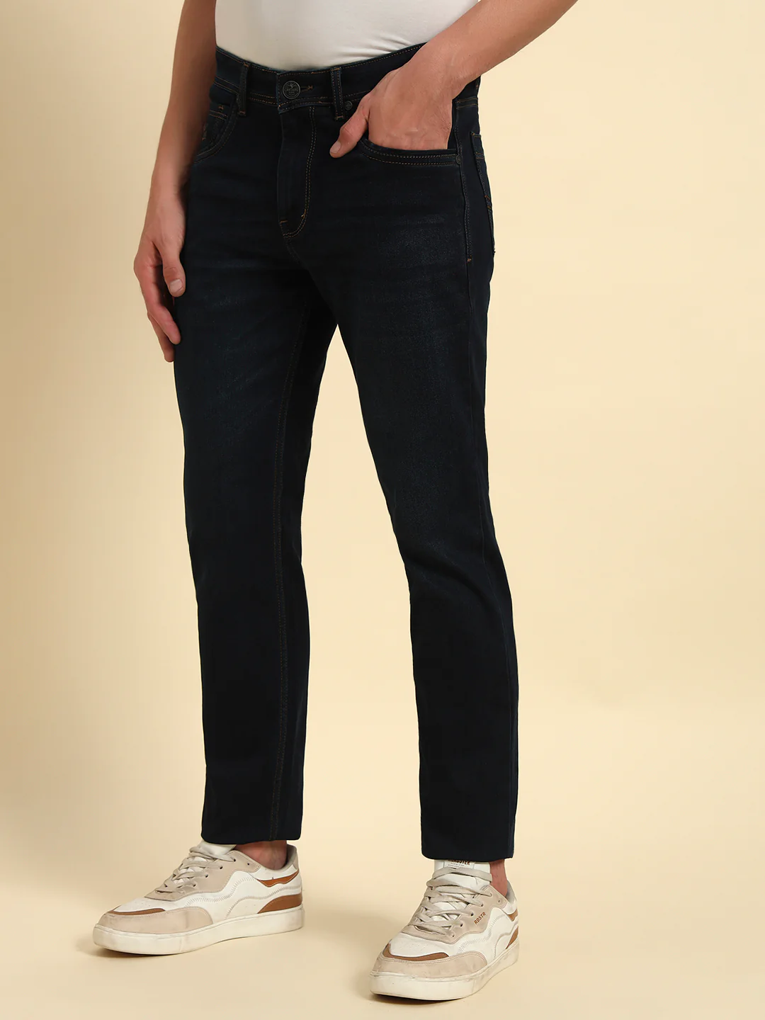 Denim Jeans for Men l Breathable & Soft with Color Fastness Slim Fit Cotton Fabric Solid Pattern Button Closure - Image 5