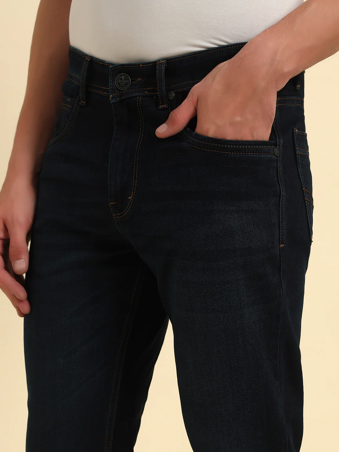 Denim Jeans for Men l Breathable & Soft with Color Fastness Slim Fit Cotton Fabric Solid Pattern Button Closure - Image 7