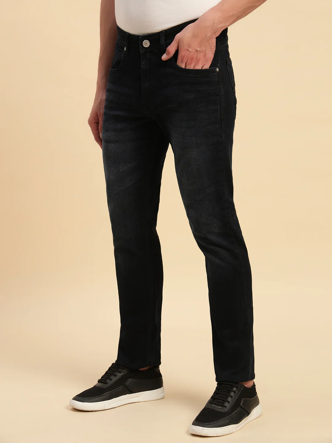 Denim Jeans for Men l Breathable & Soft with Color Fastness Slim Fit Cotton Fabric Solid Pattern Button Closure - Image 6