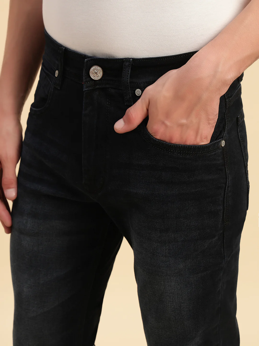 Denim Jeans for Men l Breathable & Soft with Color Fastness Slim Fit Cotton Fabric Solid Pattern Button Closure - Image 8