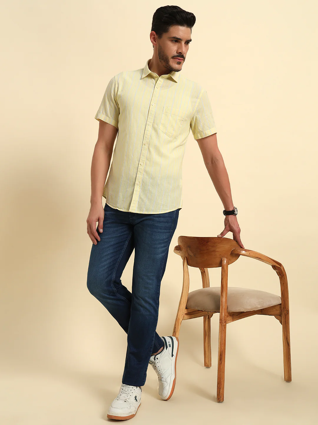 Denim Jeans for Men l Breathable & Soft with Color Fastness Slim Fit Cotton Fabric Solid Pattern Button Closure - Image 9