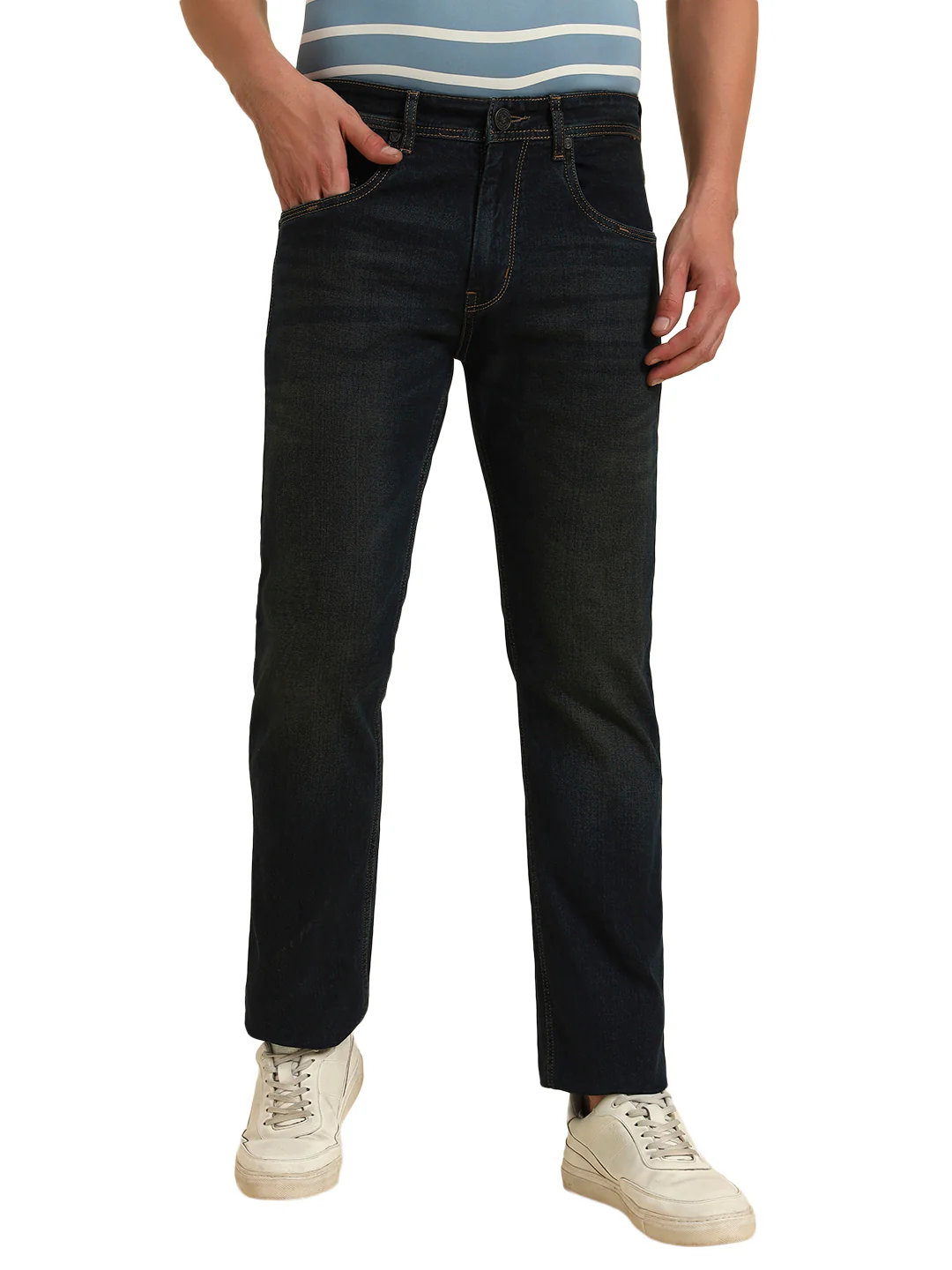 Denim Jeans for Men l Breathable & Soft with Color Fastness Straight Fit Cotton Fabric Solid Pattern Button Closure - Image 6