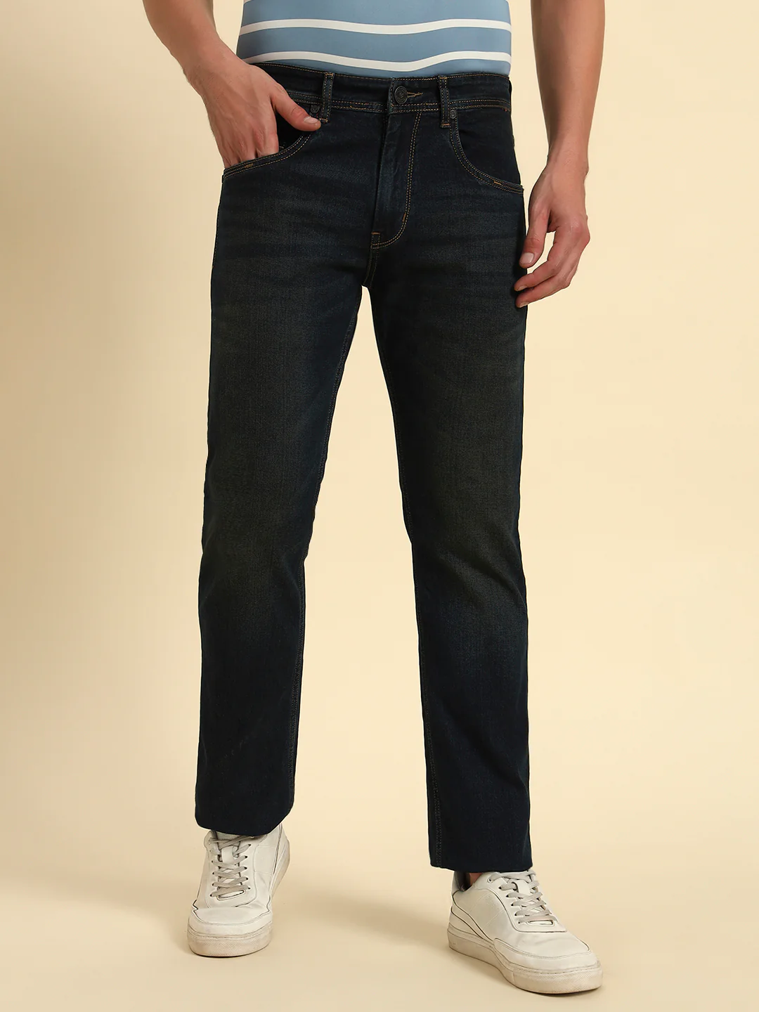Denim Jeans for Men l Breathable & Soft with Color Fastness Straight Fit Cotton Fabric Solid Pattern Button Closure - Image 7